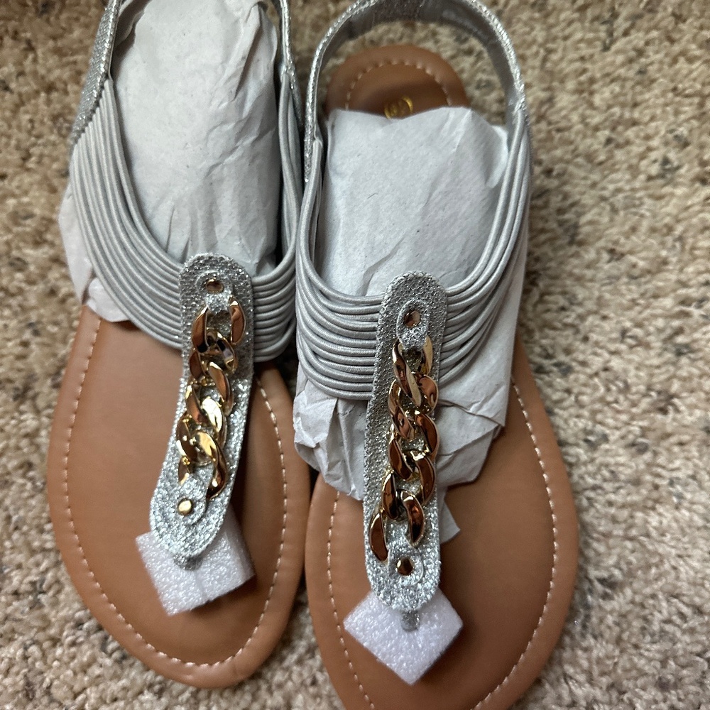 Lynx Silver Embellished Thong Sandals